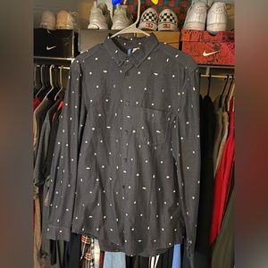 Dark Gray Decal Printed Button Down Shirt